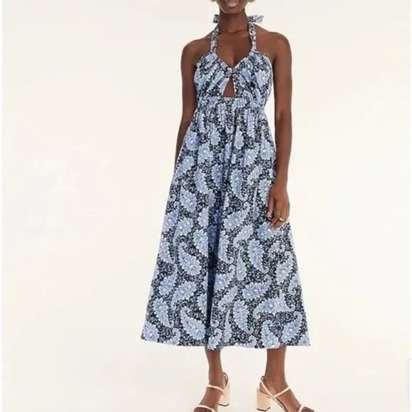 J. Crew Collection halter cutout dress in Ratti® Pacific paisley 6