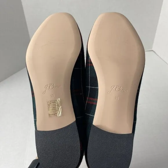 J crew Janie Tartan Plaid Pearl Embellished Loafers Sz 10 Shoes NEW Red Green