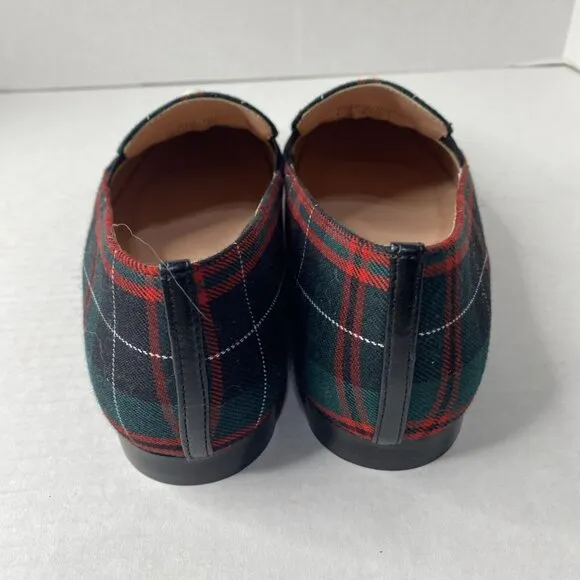 J crew Janie Tartan Plaid Pearl Embellished Loafers Sz 10 Shoes NEW Red Green