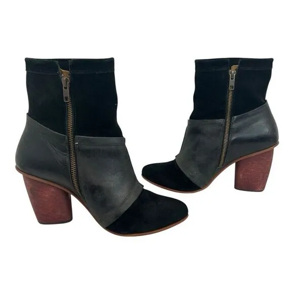 J Shoes Anthropologie Size 9 Julianne Black Leather Suede Boots