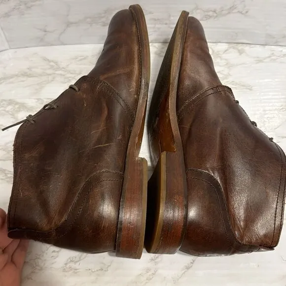 J. Shoes Monarch Plus Mens Brown Leather Lace Up Chukka Boots Size 11