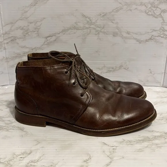 J. Shoes Monarch Plus Mens Brown Leather Lace Up Chukka Boots Size 11
