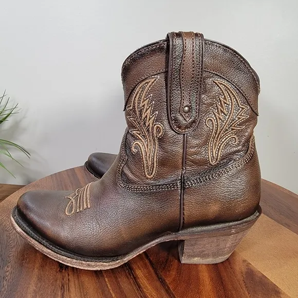 J.B. Dillon Brown Western Ankle Boots Cowboy Size 8.5