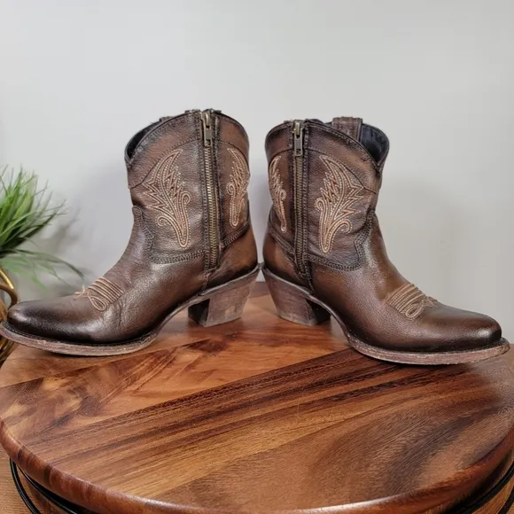 J.B. Dillon Brown Western Ankle Boots Cowboy Size 8.5