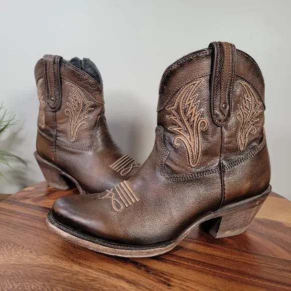 J.B. Dillon Brown Western Ankle Boots Cowboy Size 8.5