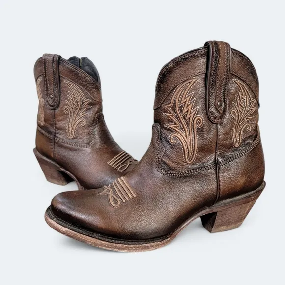 J.B. Dillon Brown Western Ankle Boots Cowboy Size 8.5