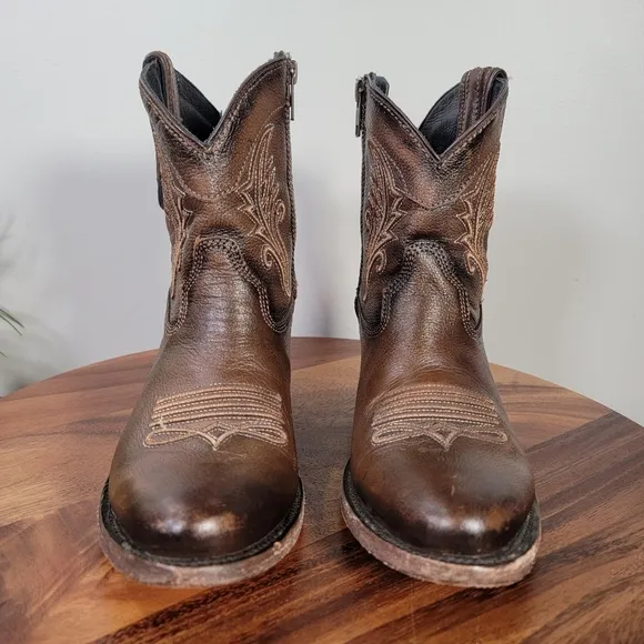 J.B. Dillon Brown Western Ankle Boots Cowboy Size 8.5