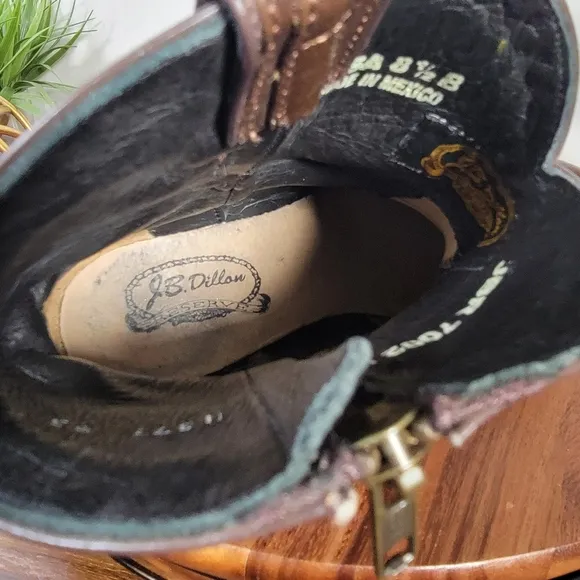 J.B. Dillon Brown Western Ankle Boots Cowboy Size 8.5
