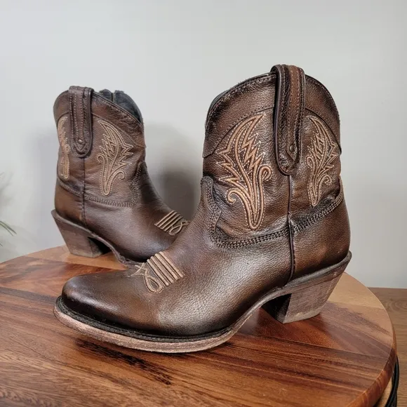 J.B. Dillon Brown Western Ankle Boots Cowboy Size 8.5
