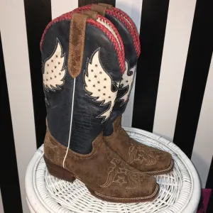 JB Dillon Morning Glory Woman’s Cowboy Boot Square Toe Genuine Leather Size 7B