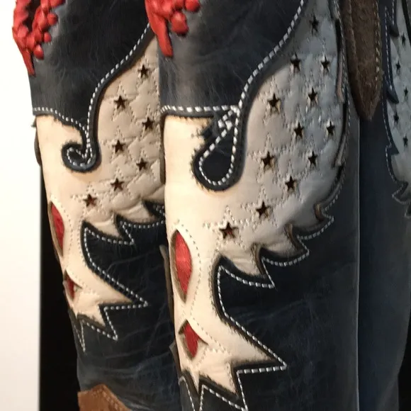 JB Dillon Morning Glory Woman’s Cowboy Boot Square Toe Genuine Leather Size 7B