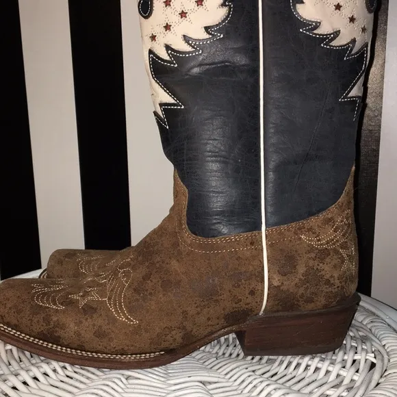 JB Dillon Morning Glory Woman’s Cowboy Boot Square Toe Genuine Leather Size 7B