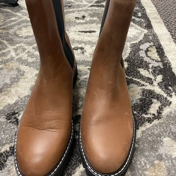 J. Crew Gwen lug-sole high-shaft Chelsea boots in leather Item BA187*