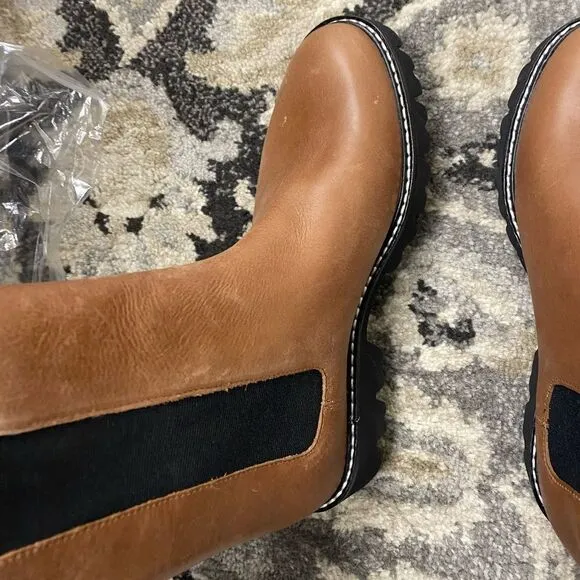 J. Crew Gwen lug-sole high-shaft Chelsea boots in leather Item BA187*
