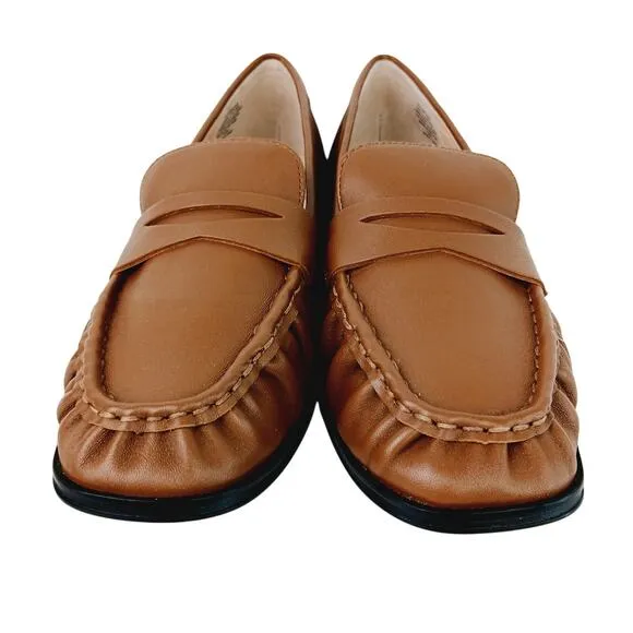 J.Crew SZ 8 Maison Ruched Loafers In Leather English Saddle NEW