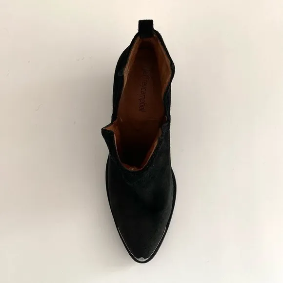 Jeffrey Campbell Black Suede Ankle Boots with Silver Accents 7.5 Western Boho