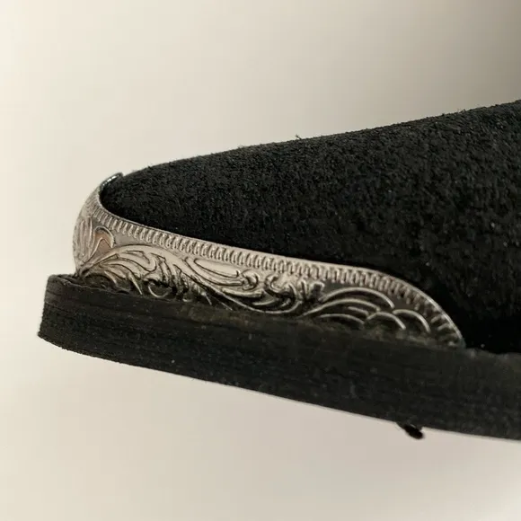 Jeffrey Campbell Black Suede Ankle Boots with Silver Accents 7.5 Western Boho
