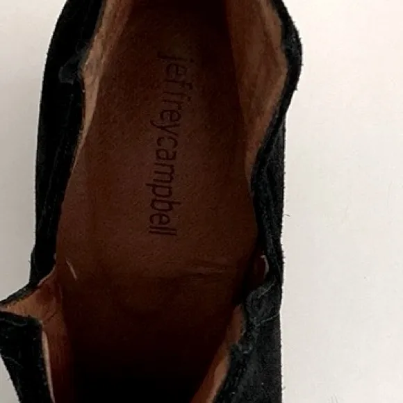 Jeffrey Campbell Black Suede Ankle Boots with Silver Accents 7.5 Western Boho