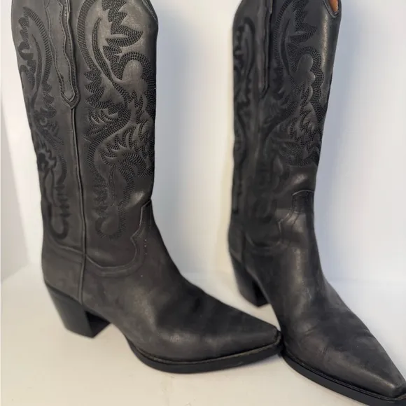 Jeffrey Campbell Dagget Black Western Cowboy Boots 7.5