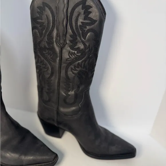 Jeffrey Campbell Dagget Black Western Cowboy Boots 7.5