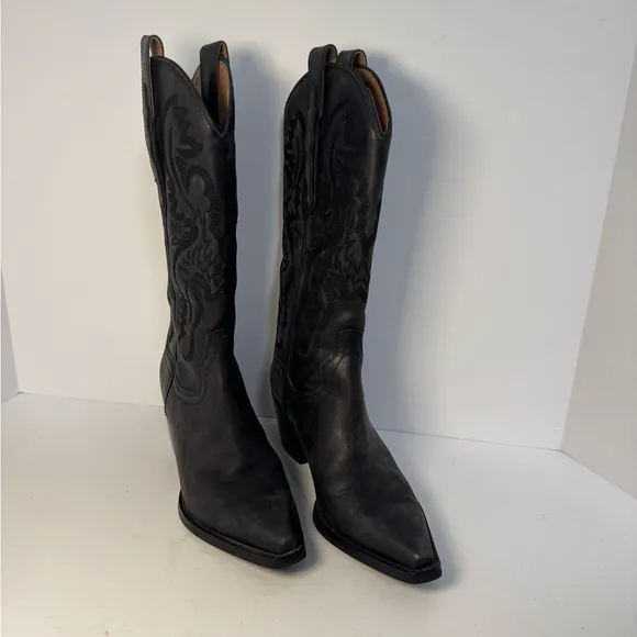 Jeffrey Campbell Dagget Black Western Cowboy Boots 7.5