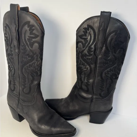 Jeffrey Campbell Dagget Black Western Cowboy Boots 7.5