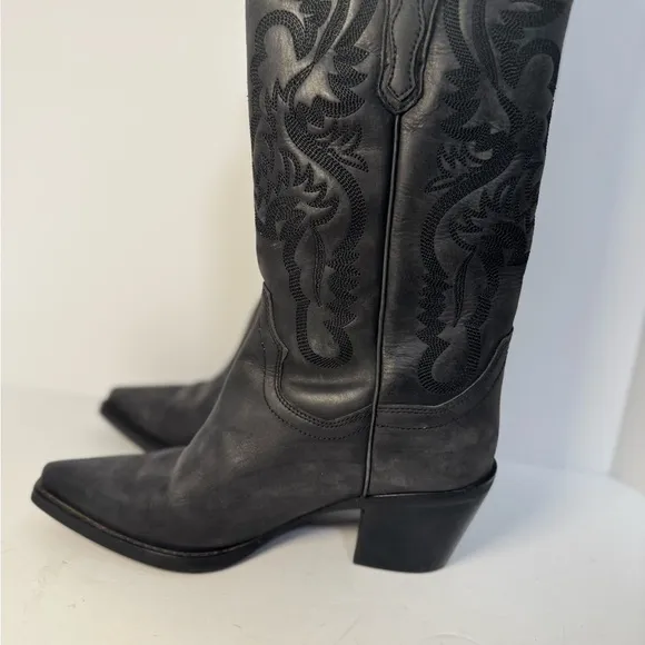 Jeffrey Campbell Dagget Black Western Cowboy Boots 7.5