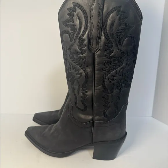Jeffrey Campbell Dagget Black Western Cowboy Boots 7.5