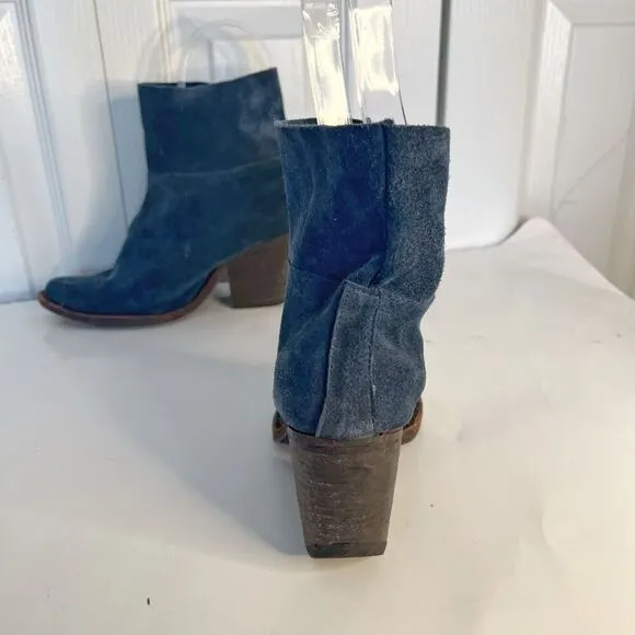 Jeffrey Campbell Like New Leather Suede Slouchy Ankle Slip On Heel Western Boots
