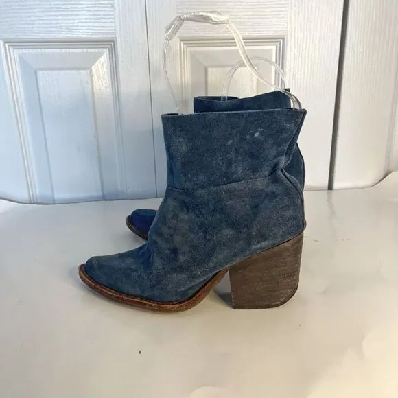 Jeffrey Campbell Like New Leather Suede Slouchy Ankle Slip On Heel Western Boots