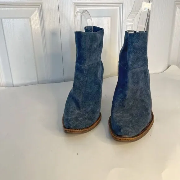 Jeffrey Campbell Like New Leather Suede Slouchy Ankle Slip On Heel Western Boots