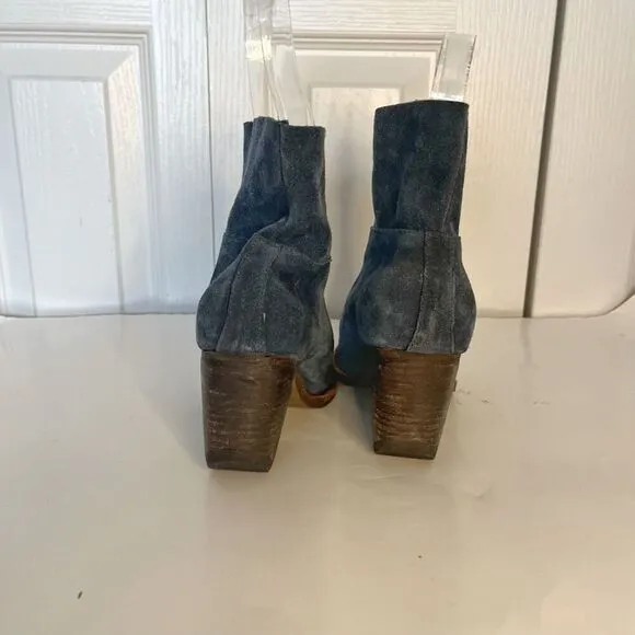 Jeffrey Campbell Like New Leather Suede Slouchy Ankle Slip On Heel Western Boots
