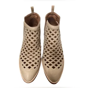 Jeffrey Campbell Tan/Cream Taggart Open-Weave Leather Ankle Boots Size 7