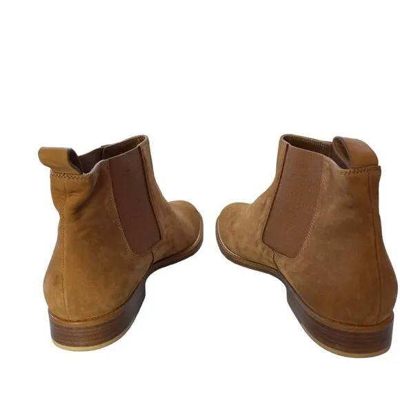 Jenni Kayne Italian Suede Slip On Chelsea Ankle Boots Walnut Size 11
