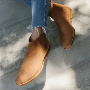Jenni Kayne Italian Suede Slip On Chelsea Ankle Boots Walnut Size 11