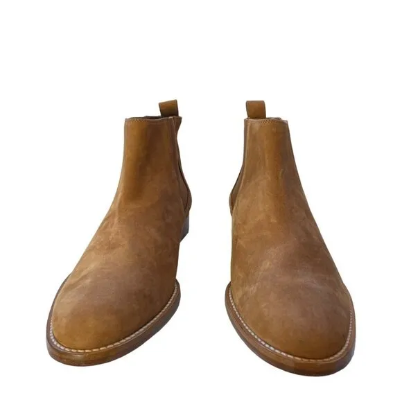 Jenni Kayne Italian Suede Slip On Chelsea Ankle Boots Walnut Size 11