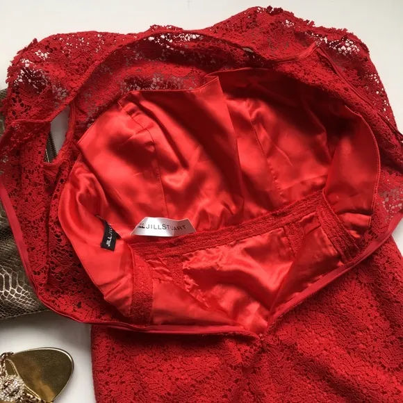 Jill Stuart Red lace fitted dress size 8