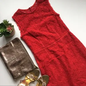 Jill Stuart Red lace fitted dress size 8