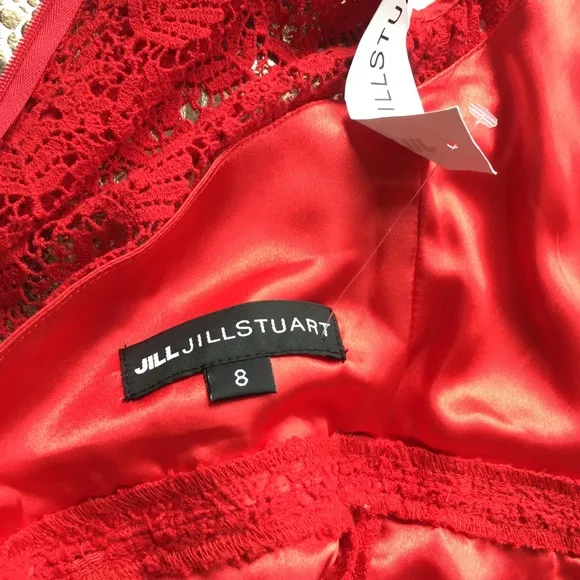 Jill Stuart Red lace fitted dress size 8
