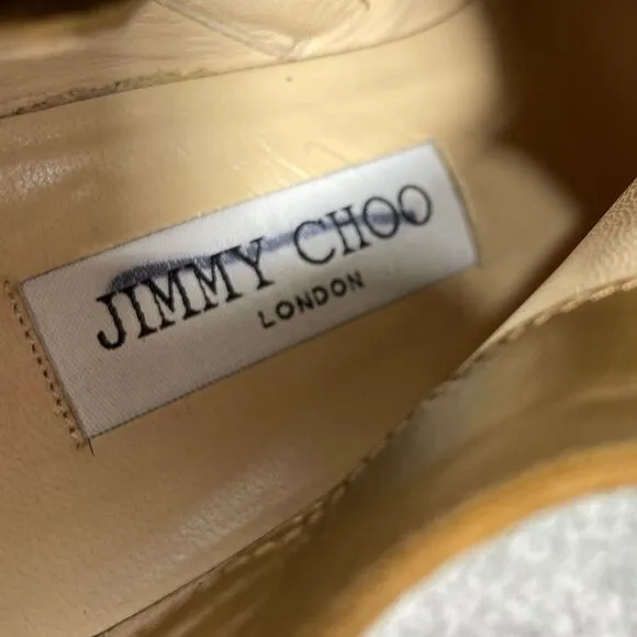 Jimmy Choo Suede Ankle Boots Heeled Brown Side Zipper Womens EU 38 US 8