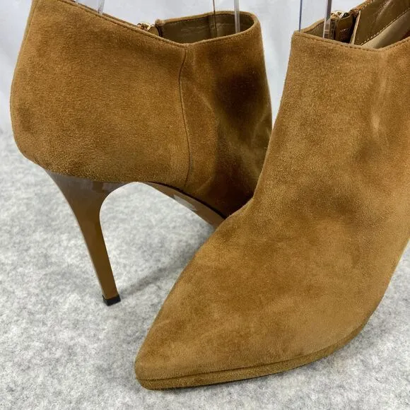 Jimmy Choo Suede Ankle Boots Heeled Brown Side Zipper Womens EU 38 US 8