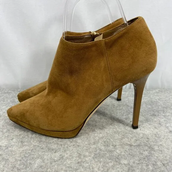 Jimmy Choo Suede Ankle Boots Heeled Brown Side Zipper Womens EU 38 US 8