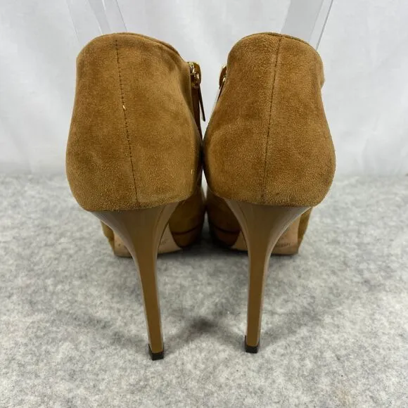 Jimmy Choo Suede Ankle Boots Heeled Brown Side Zipper Womens EU 38 US 8