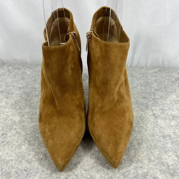 Jimmy Choo Suede Ankle Boots Heeled Brown Side Zipper Womens EU 38 US 8