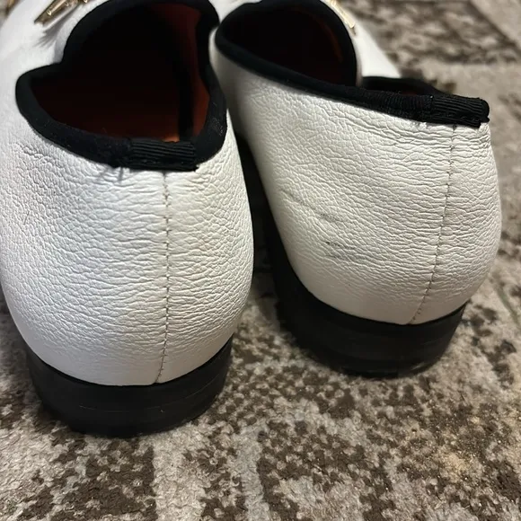 Jitai men’s white leather party penny loafers gold toe fancy Sunday best shoes