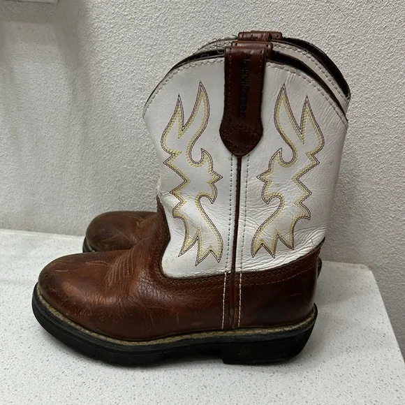 John Deere Kids Brown and White Boots Boys 11.5