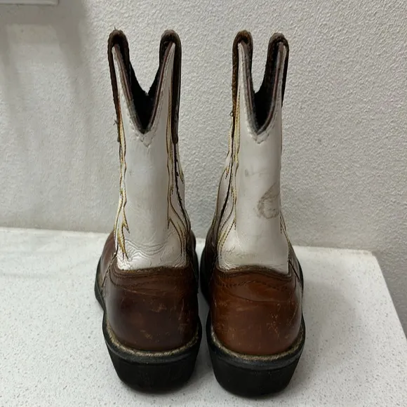 John Deere Kids Brown and White Boots Boys 11.5