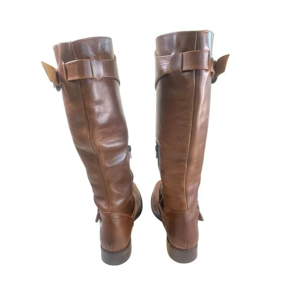 John Fluevog ADRIAN HEIDI Brown Leather Tall Boots With Buckles W's 10