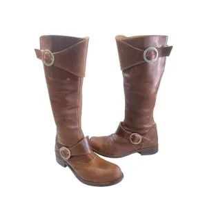 John Fluevog ADRIAN HEIDI Brown Leather Tall Boots With Buckles W's 10