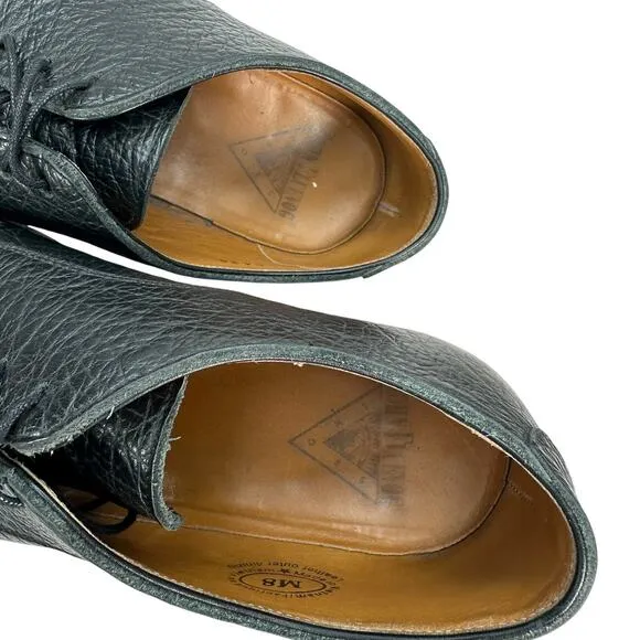 John Fluevog Drew Oxford Dress Shoes Mens Size 8 Black Pebbled Leather Lace Up
